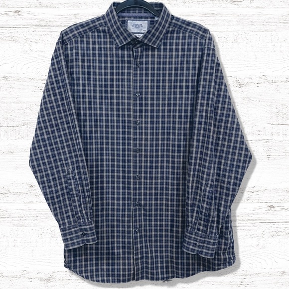 Charles Tyrwhitt Other - Charles Tyrwhitt Blue & White Mens Striped Long Sleeve Button Down Shirt Size XL